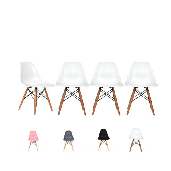 Set de 4 Sillas tipo Eames para tu oficina u Hogar, mejora tu espacio de trabajo o convivencia con estilo minimalista.