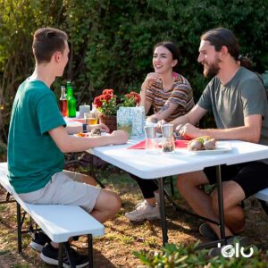 Mesa Plegable Plástica Blanca de 120cm y 180 cm ideal para fiestas, reuniones o cómo mesa de trabajo. - Image 9