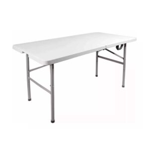 Mesa Plegable Plástica Blanca de 120cm y 180 cm ideal para fiestas, reuniones o cómo mesa de trabajo. - Image 3